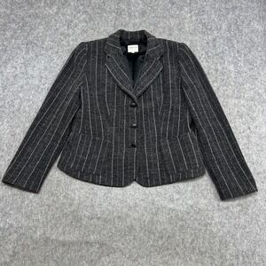 Armani Collezioni Blazer Womens 12 Gray Pinstripe Lined Jacket Career Italy